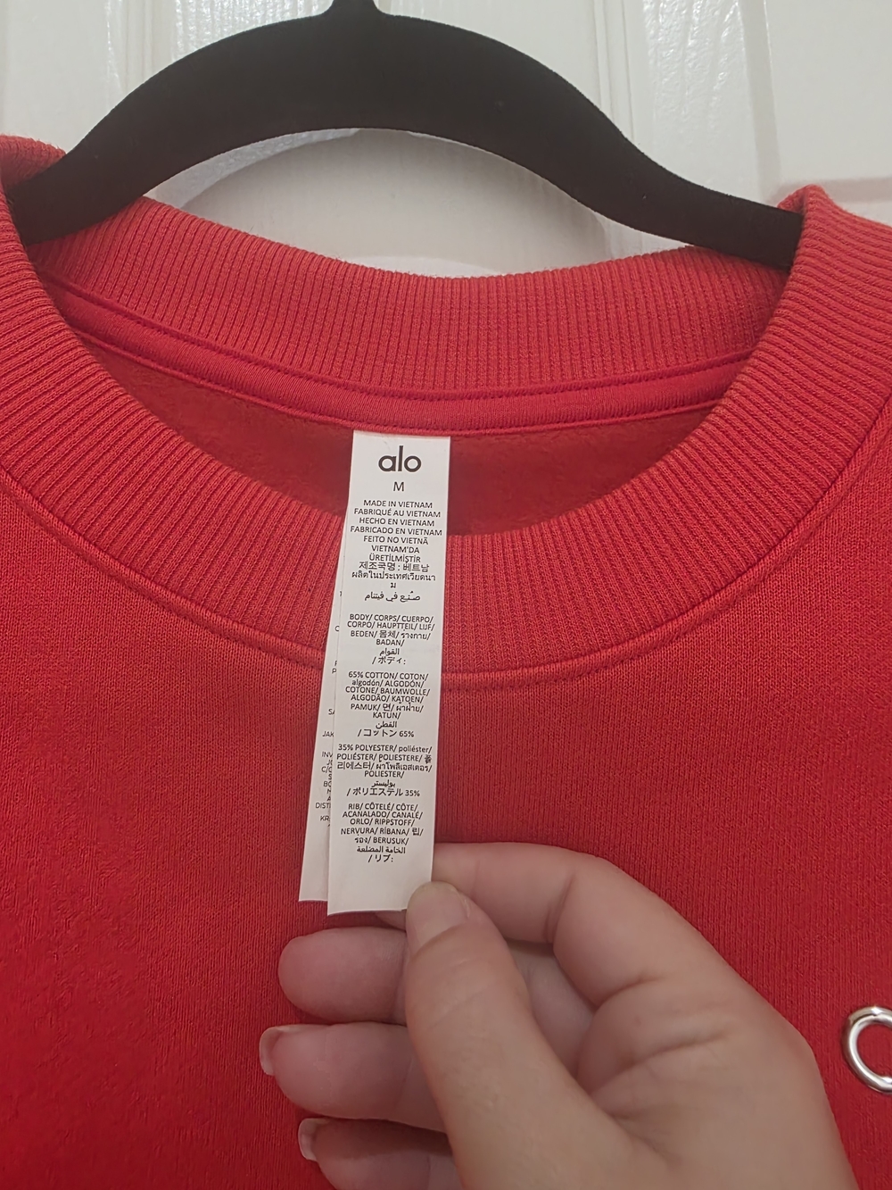 ALO Yoga Cropped Accolade Crewneck Bright Red Size M - Picture 3 of 6